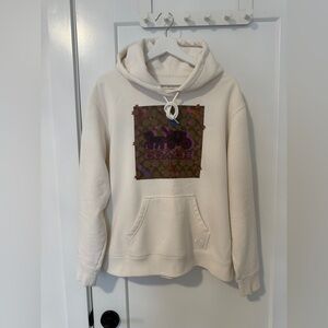 Coach Women’s Cream Hoodie with Signature Logo – Size M